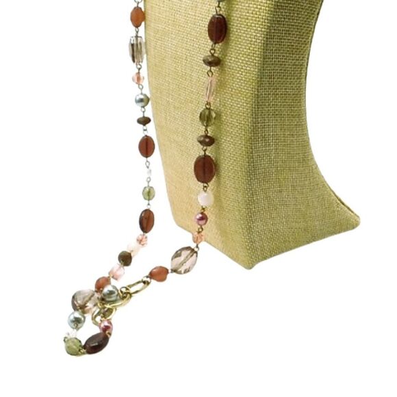 Lia Sophia BEAUJOLAIS Necklace Long Acrylic & Resin Beads Gold-tone Chain Retire - Picture 6 of 15